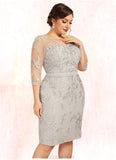 Ellie Sheath/Column V-neck Knee-Length Lace Mother of the Bride Dress STK126P0014570