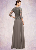 Hope A-Line V-neck Floor-Length Chiffon Lace Mother of the Bride Dress With Sequins STK126P0014574
