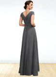 Akira A-Line V-neck Floor-Length Chiffon Mother of the Bride Dress With Ruffle Lace Beading Sequins STK126P0014582