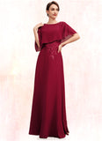 Sarah A-Line Scoop Neck Floor-Length Chiffon Mother of the Bride Dress With Lace Beading Sequins STK126P0014583