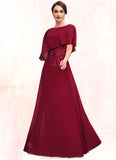 Sarah A-Line Scoop Neck Floor-Length Chiffon Mother of the Bride Dress With Lace Beading Sequins STK126P0014583