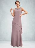Rosalyn A-Line Scoop Neck Floor-Length Chiffon Mother of the Bride Dress With Beading STK126P0014593