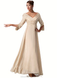 Suzanne Empire V-neck Floor-Length Chiffon Mother of the Bride Dress With Ruffle Beading STK126P0014597