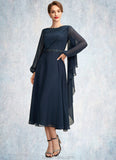 Sophia A-Line Scoop Neck Tea-Length Chiffon Mother of the Bride Dress With Beading Sequins STK126P0015018