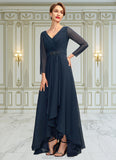 Marissa A-Line V-neck Asymmetrical Chiffon Mother of the Bride Dress With Ruffle Beading Bow(s) STK126P0015021