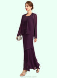 Angelina Sheath/Column Scoop Neck Ankle-Length Chiffon Mother of the Bride Dress With Beading Sequins STK126P0015024