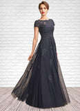 Maggie A-Line Scoop Neck Floor-Length Tulle Lace Mother of the Bride Dress With Beading STK126P0015029