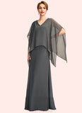Jamie A-line V-Neck Floor-Length Chiffon Mother of the Bride Dress With Beading Sequins STK126P0015031