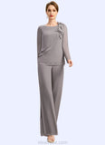 Lori Jumpsuit/Pantsuit Separates Scoop Floor-Length Chiffon Mother of the Bride Dress With Bow STKP0021808