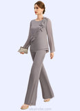 Lori Jumpsuit/Pantsuit Separates Scoop Floor-Length Chiffon Mother of the Bride Dress With Bow STKP0021808