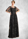 Valentina A-line Scoop Illusion Floor-Length Lace Sequin Mother of the Bride Dress STKP0021815