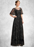Valentina A-line Scoop Illusion Floor-Length Lace Sequin Mother of the Bride Dress STKP0021815