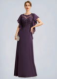 Adelaide A-line Scoop Illusion Floor-Length Chiffon Lace Mother of the Bride Dress STKP0021839