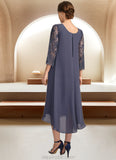 Ashanti Sheath/Column Scoop Asymmetrical Chiffon Lace Mother of the Bride Dress With Sequins STKP0021840