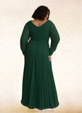 Miranda A-Line Pleated Chiffon Floor-Length Dress STKP0022670