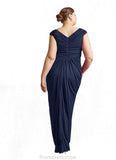 Janelle Sheath Pleated Mesh Floor-Length Dress STKP0022671