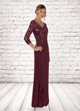 Mallory Sheath Sequins Lace Floor-Length Dress STKP0022673