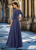 Aimee A-Line Sequins Chiffon Floor-Length Dress STKP0022674