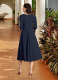 Jazlyn A-Line Stretch Crepe Tea-Length Dress STKP0022684
