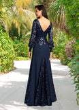 Salome Mermaid Sequins Lace Floor-Length Dress STKP0022689