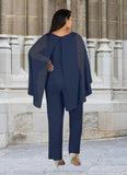 Olive Sequins Lace Stretch Crepe Jumpsuit/Pantsuit Dark Navy STKP0022693
