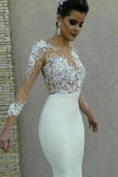 2024 New Arrival Satin Wedding Dresses Mermaid Scoop With Appliques And Pearls PLT24S54