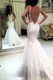 2024 New Arrival V Neck Wedding Dresses Mermaid Tulle P5N1ST63