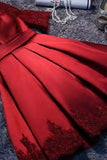2024 New Arrival Homecoming Dresses Boat Neck Satin With Appliques PNY2T4ZQ