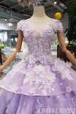 Stunning Short Sleeves Lace Prom Dresses Embroidery Long Party Dresses