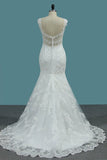 2024 Mermaid Wedding DressesV Neck Tulle With Applique Mermaid PM427J7L