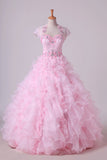 2024 Organza Luxury Quinceanera Dresses Ball Gown Sweetheart Floor-Length With P9PKJY7J
