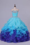 2024 Quinceanera Dresses Ball Gown Sweetheart Floor Length Organza With Beading PSZKCLJY