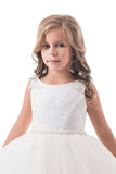 2024 Open Back Scoop Flower Girl Dresses Ball Gown Tulle & Lace P8X14HPQ