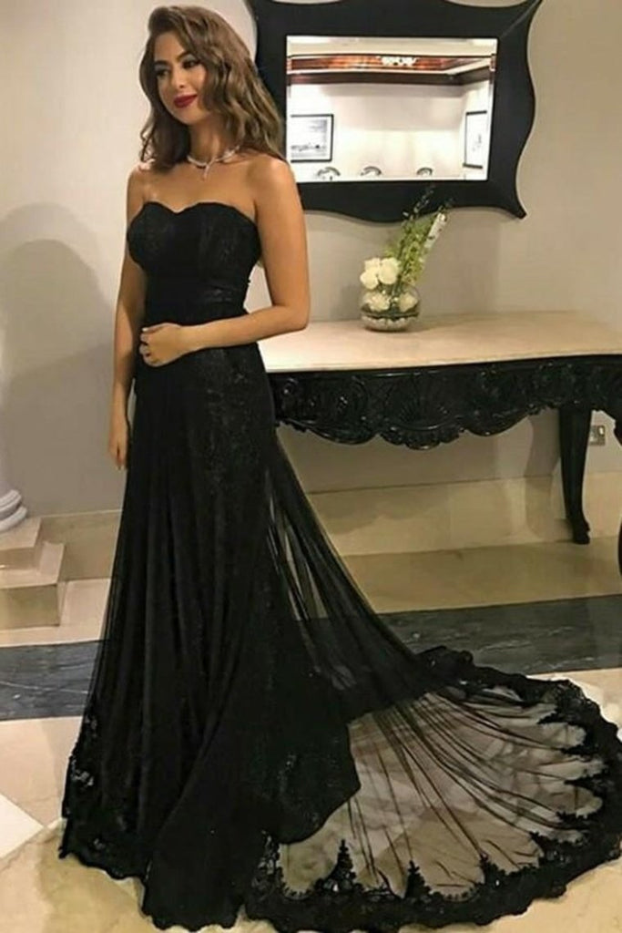 Formal Long Sweetheart Black Lace Evening Dresses Prom Dresses Women D ...