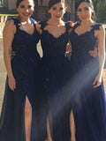 A-Line/Princess Sweetheart Sleeveless Floor-Length Lace Chiffon Bridesmaid Dresses TPP0005121