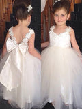 Ball Gown Sweetheart Sleeveless Bowknot Floor-Length Tulle Flower Girl Dresses TPP0007535