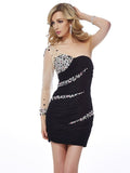 Sheath/Column One-Shoulder Sleeveless Beading Short Chiffon Homecoming Dresses TPP0008557