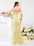 Trumpet/Mermaid Strapless Pleats Sleeveless Long Satin Bridesmaid Dresses TPP0005854