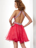 A-Line/Princess Halter Sleeveless Beading Short Organza Homecoming Dresses TPP0008511