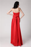 A-Line/Princess Strapless Sleeveless Pleats Long Elastic Woven Satin Bridesmaid Dresses TPP0005835