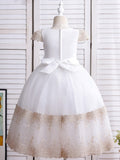 Ball Gown Lace Hand-Made Flower Scoop Short Sleeves Ankle-Length Flower Girl Dresses TPP0007514